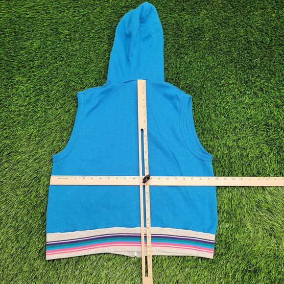 Vintage 90s MOD Blank Zip Hoodie Women Medium 20x21 Blue USA - Picture 3 of 10